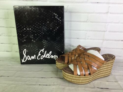 Sam Edelman Devon Strappy Saddle Leather Wedge Sandal Heels Shoes Womens Size 6 - £70.34 GBP