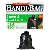 34 Pack Heavy Duty Bags Black Drum Liner Trash Outdoor Yard Leaf Bag 39 ... - $35.99