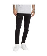 WELL KNOWN Dean Street Jeans Men Jet Black SZ 34 Stretch Distressed MSRP... - $1,639.91 MXN