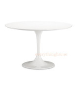 60&quot; Round White Tulip Flower Styl Dining Table Lacquered Chip Resistant ... - €941,60 EUR