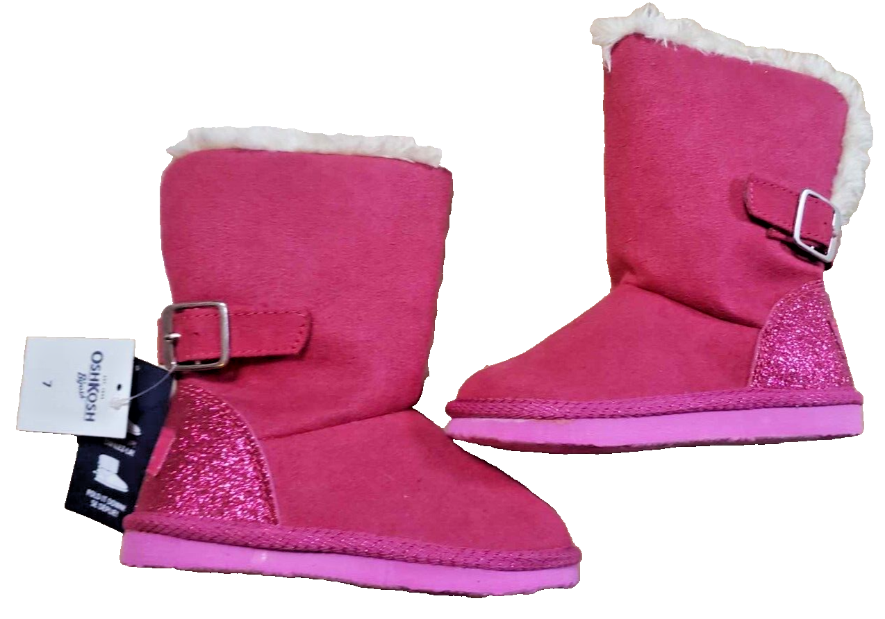 Primary image for Osh Kosh Bigosh Little Girls Pink Glitter Boots Shoe Cute Size 7 New W Tags