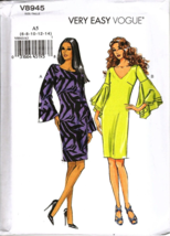 Very Easy Vogue V8945 Misses 6 to 14 Semi Fitted Dress Uncut Sewing Pattern - $16.66