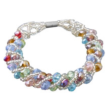 Shiny Multicolor Crystal Weave Tube Magnetic Bracelet - £8.39 GBP