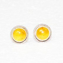 925 Sterling Silver Amber Earrings Handmade Jewelry Gemstone Earrings - £26.94 GBP
