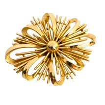 Vintage Women’s Jewelry signed Crown Trifari Gold Tone Brooch Circa 1955 - 1969 - £23.23 GBP