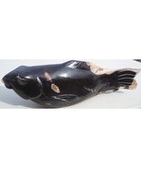 HUGE HAND-CARVED PETRIFIED-WOOD FISH SCULPTURE. ONE-SOLID-SLAB. 22-INCH, 20.5-LB - $720.00
