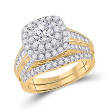 Authenticity Guarantee 
14kt Yellow Gold Round Diamond Halo Bridal Weddi... - £3,860.93 GBP