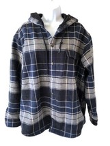 Wolverine DISTRESSED Hoodie XL Plaid Blue Snap Close Long Sleeve Workwear - $49.76