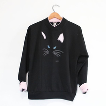 Vintage Kitty Cat Face Sweatshirt Medium - £34.68 GBP