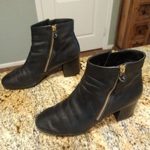 Cole Haan Grand Black Leather Ankle Double Zip Chelsea Booties Boots Siz... - $48.51