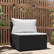 vidaXL Patio Middle Sofa Black with white cushions - $212.57 CAD