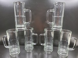 6 Libbey Barware 8&quot; Heavy Mugs Set Vintage Large Beer Drinking Clear Gla... - $69.17