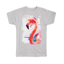 Flamingo Watercolor : Gift T-Shirt Bird Tropical Art Print Modern Splash Nature  - £14.09 GBP