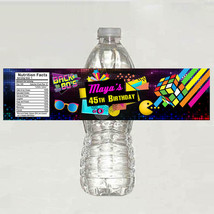  80&#39;s Theme Personalized Water bottle labels Birthday Party - Printable  - $4.00