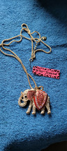New Betsey Johnson Necklace Elephant Pink White Rhinestones Collectible Decorate - £11.98 GBP