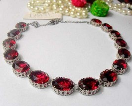 Ruby Crystal Riviere Choker Necklace in Platinum, Anna Wintour Red Collet, Women - £137.09 GBP