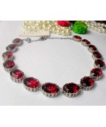 Ruby Crystal Riviere Choker Necklace in Platinum, Anna Wintour Red Colle... - £138.28 GBP