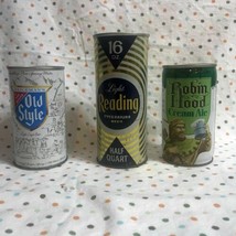 Vintage Lot 3 Beer Cans Old Style  Reading Light Robin Hood Creame Ale - 1970&#39;s - £18.83 GBP