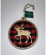 (5) Kurt Adler Red Buffalo Plaid with Moose - $235.29 MXN