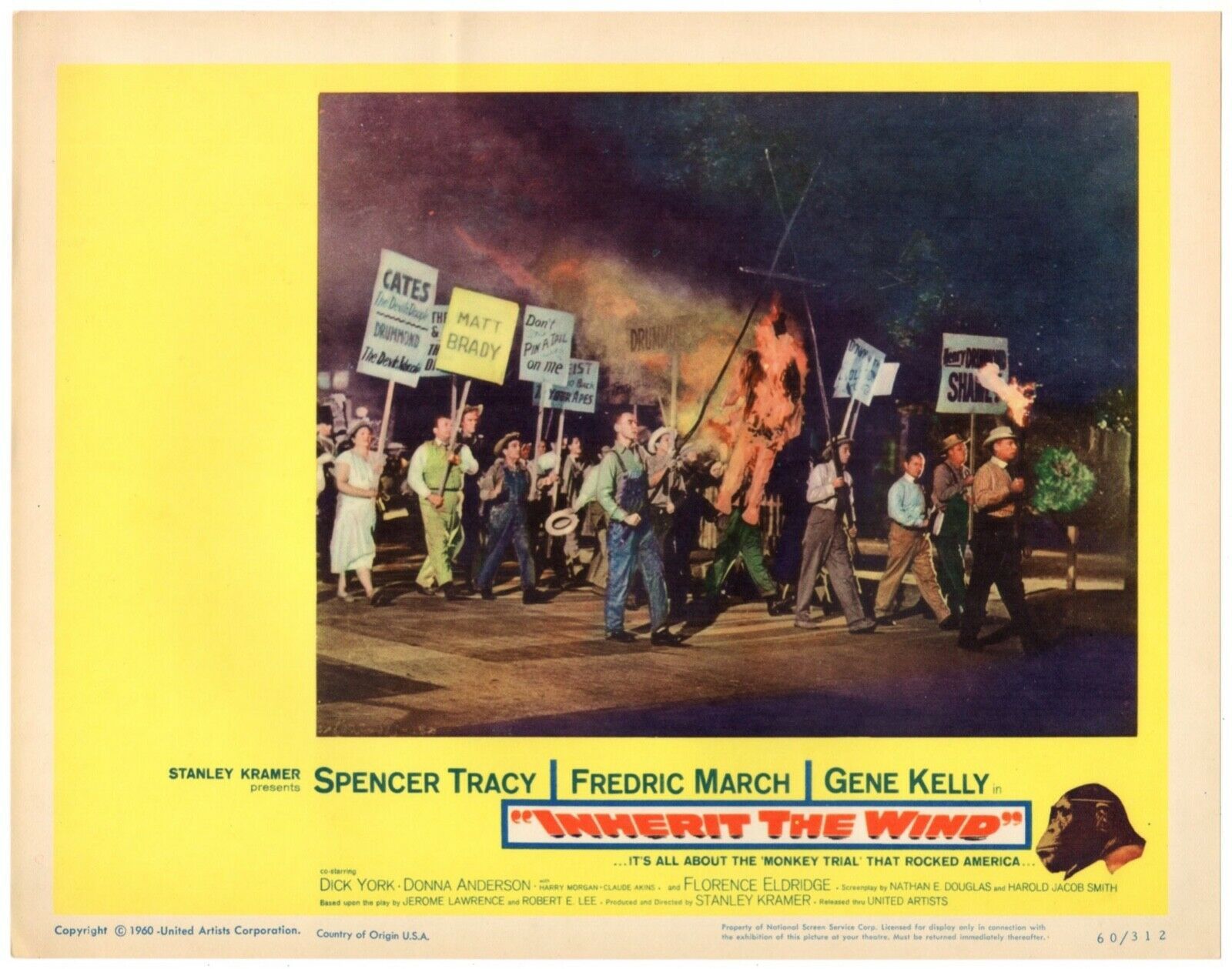*INHERIT THE WIND (1960) Townspeople Picket at Night &amp; Burn Effigy Scope... - $60.00