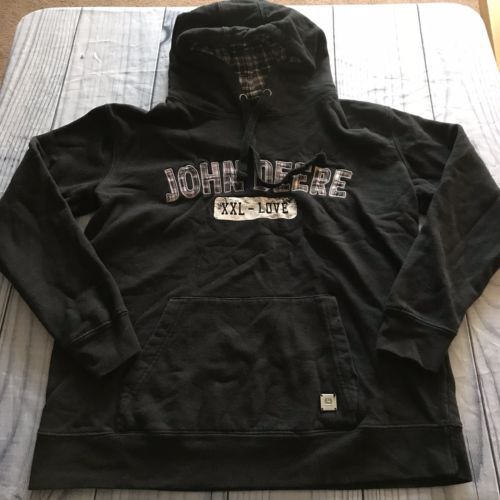John Deere Hoodie, Medium, Black, Cotton Blend, Long Sleeve