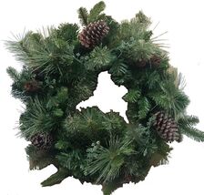 24&quot; Battery Operated Mixed Greenery Wreath Decorated with Pine Cones and... - $41.40 CAD