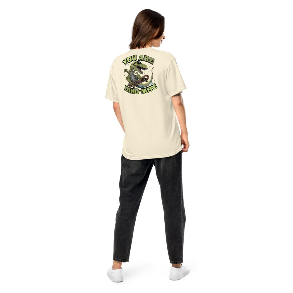 Unisex Garment-Dyed Heavyweight T-Shirt – You Are Dino Back Print (Ivory) - $59.99