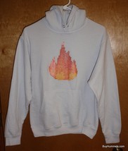 Port & Company Minecraft Digital Flame White Hoodie Pull Over Sweatshirt Size S - $17.45