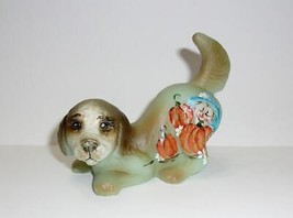 Fenton Glass Jadeite Scarecrow Halloween Puppy Dog Figurine Ltd Ed #5/27 Kibbe - £145.05 GBP