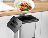 Hanging Trash Can With Lid For Kitchen Cabinet Door, 0.8 Gal/3L Stainles... - £39.53 GBP