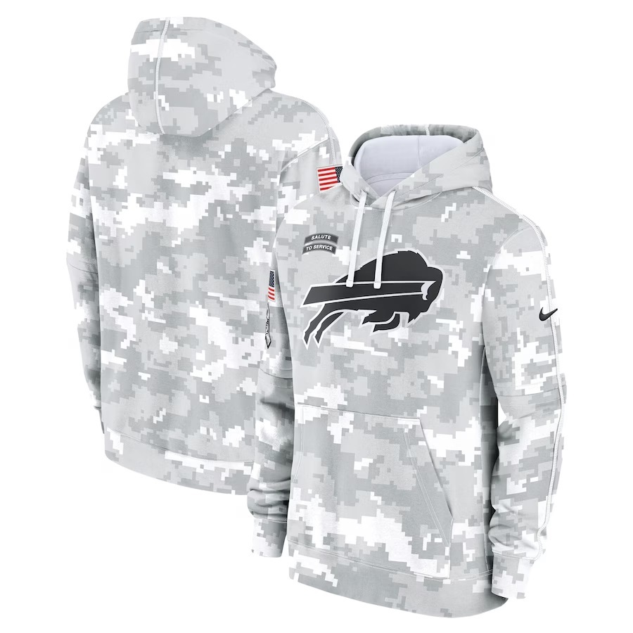 Mens White Camo Bills 2024 Salute to Service Pullover Hoodie - Buffalo