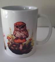 Owls Flowers Mushrooms 15 Ounce Sublimated Coffee Mug - £15.02 GBP