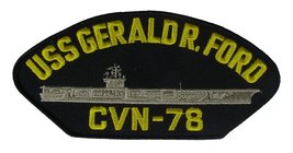 USS Gerald R. Ford CVN-78 Patch - Gold and Silver on Black Background - Veteran  - £10.51 GBP