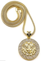 Medusa Necklace New Iced Out Pendant Necklace With 36 Inch Franco Style Chain - £30.29 GBP