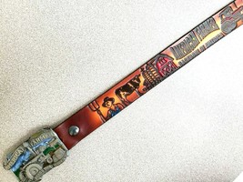FARM SCENE Cowhide LEATHER BELT &amp; EPOXY AMERICAN FARMER - Feeds the Worl... - $39.55