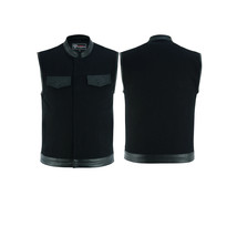 Denim Vest with Leather trims concealed carry pocket Black - $1,624.70 MXN+