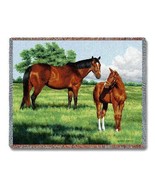 72x54 HORSE &amp; Colt Western Tapestry Afghan Throw Blanket - £48.06 GBP