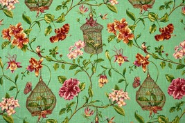 Covington Kauai Seaspray Green Hummingbird Birdcage Linen Fabric By Yard 54&quot;W - £12.77 GBP