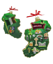 Kurt Adler 5.25" Ireland Map Irish Heritage Glass Christmas Ornament C7751 - £26.96 GBP