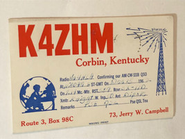 Vintage CB Ham radio Card W4ZHM Corbin Kentucky 1962 - £3.93 GBP