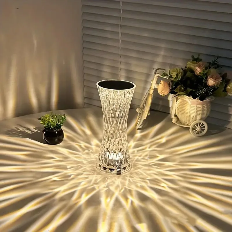 Crystal LED Table Lamp RGB Color Changing Night Light Romantic Rose Diamond - $19.13+