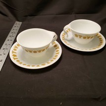 Set of 2 Corning Ware Pyrex Corelle Butterfly Gold Cups and Saucers Vint... - £7.10 GBP