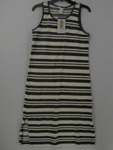 Matty M Ladies Side Slit Tank Dress SZ XS StripedCharcoal Sleeveless Stretch     - £6.28 GBP