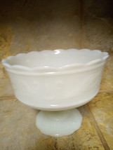 Vintage E.O. Brody Co. Cleveland USA White Milk Glass Footed Compote Bowl- M6000 - $22.75