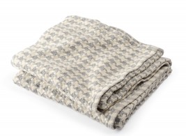 Brahms Mount Rockport Houndstooth Day Blanket  Silver Grey Cotton and Alpaca  - £283.71 GBP