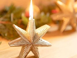 LaModaHome Christmas Shining Stars Decorative Candle 9.5x5x9.5cm Gold Ne... - $24.74