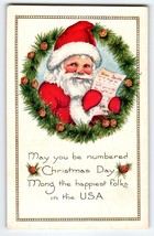 Santa Claus Christmas Postcard Saint Nick Holds Letter Wreath Whitney Embossed - £12.75 GBP
