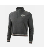 Nike Crop Sweatshirt Size M Womens 1/4 Zip Varsity Y2K Gray Knit Athleisure - $29.52