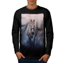 Wellcoda Horse Mystic Wild Animal Mens Long Sleeve T-shirt, Sky Graphic Design - £17.98 GBP