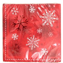 Metallic Snowflake Luncheon Napkins 18 Count 2 Ply 13 x 13 Inches Red White - £3.68 GBP